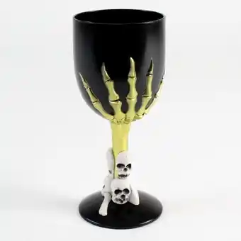 Tesco Haunted Halloween Black Reusable Plastic Wine Glass offer