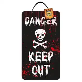 Tesco Danger Keep Out Halloween Wall Plaque Hanging Decoration 40cm offer