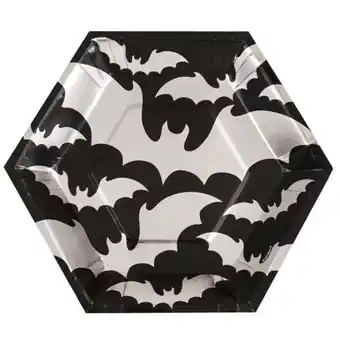 Tesco Silver Bats Halloween Hexagon Shaped Foiled Paper Plates 23cm - Pack of 8 offer