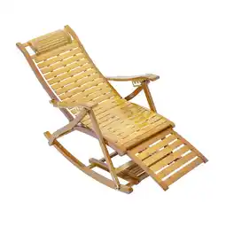 Tesco Living and Home Bamboo Rocking Chair Foldable Recliner - Natural offer