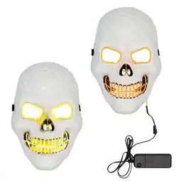 Tesco White Killer Skull Halloween LED Plastic Face Mask 27cm offer