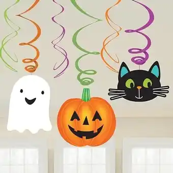 Tesco Halloween Friends Hanging Swirl Decorations - Pack of 6 offer