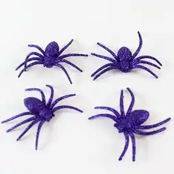 Tesco Halloween Decorative Purple Glitter Spiders - Pack of 4 offer