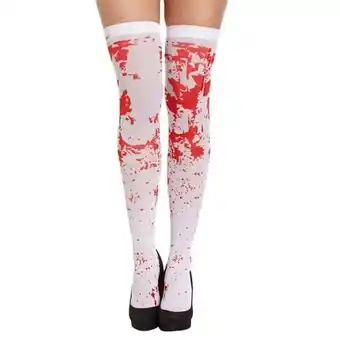 Tesco White Hold Ups Stockings With Blood Halloween Adults Fancy Dress offer