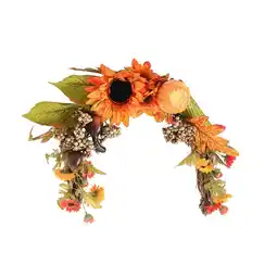 Tesco Living and Home Artificial Sunflower Wreath with Pumpkins - Halloween Hanging Decor offer