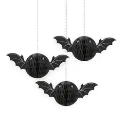 Tesco Halloween Bat Honeycomb Hanging Decorations - Pack of 3 offer