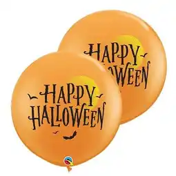 Tesco Halloween Moon And Bats Round Jumbo Latex Qualatex Balloons 91cm / 36 in - Pack of 2 offer