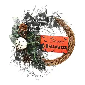 Tesco Living and Home Halloween Rattan Wreath with Silk Bows - 40cm offer