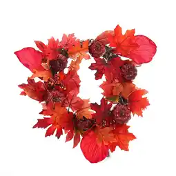 Tesco Living and Home Maple Leaf Red Pumpkin Wreath Halloween Decor offer