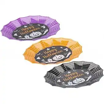 Tesco Assorted Halloween Reusable Oval Web Shaped Plastic Tray 33cm offer