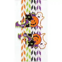 Tesco Halloween Characters Striped Paper Straws - Pack of 8 offer