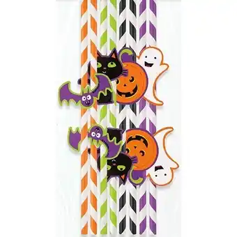 Tesco Halloween Characters Striped Paper Straws - Pack of 8 offer