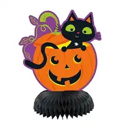 Tesco Cat & Pumpkin Halloween Honeycomb Centrepieces Table Decorations - Pack of 3 offer