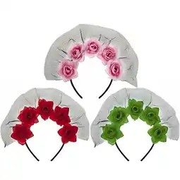 Tesco Assorted Roses and Veil Headband Halloween Fancy Dress offer