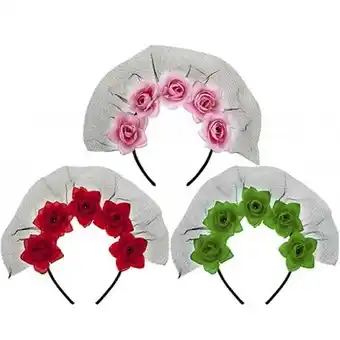 Tesco Assorted Roses and Veil Headband Halloween Fancy Dress offer