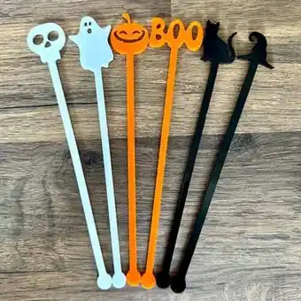 Tesco Halloween Characters Acrylic Drink Stirrers - Pack of 6 offer