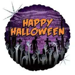 Tesco Cemetery Zombie Halloween Holographic Round Foil Helium Balloon 46cm / 18 in offer