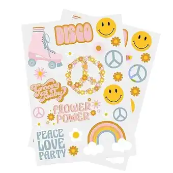 Tesco Peace Love Party Tattoo Stickers Sheets - Pack of 2 offer