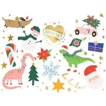 Tesco Ho Ho Ho! Christmas Characters Temporary Tattoos Sticker Sheet - Pack of 13 offer