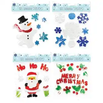 Tesco Assorted Christmas Gel Window Stickers Sheet offer