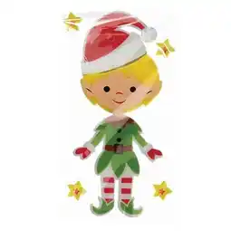 Tesco Christmas Blonde Elf with Stars Gel Window Sticker Decoration offer