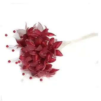 Tesco Burgundy Pearled Baby's Breath Fabric Flowers - Bunch of 12 offer