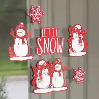 Tesco Red Stripes Christmas Snowman Window Stickers Sheet Decoration offer