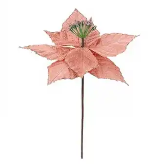 Tesco Rose Gold Christmas Glitter Flower Pick 26cm offer