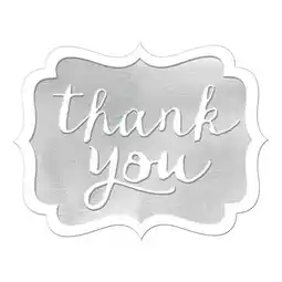 Tesco Silver Thank You Stickers - Pack of 50 offer