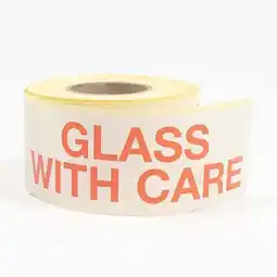 Tesco Glass Handle with Care Sticker Label Roll - Pack of 3 offer