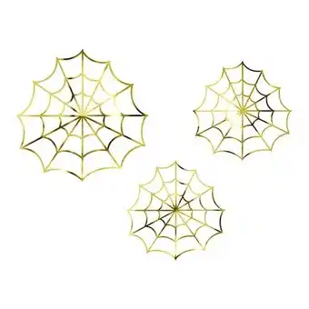 Tesco Halloween Gold Spiderwebs Table Decorations - Pack of 3 offer