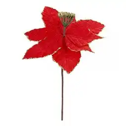 Tesco Red Christmas Glitter Flower Pick 26cm offer