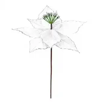 Tesco White Christmas Glitter Flower Pick 26cm offer