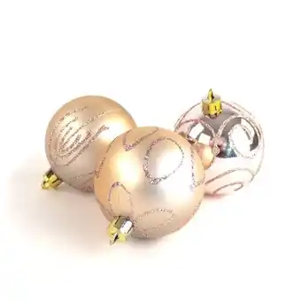 Tesco Assorted Christmas Rose Gold Luxury Baubles 6cm - Pack of 9 offer