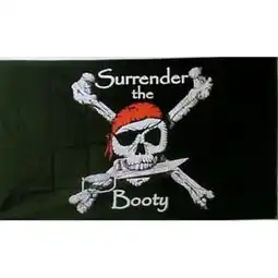 Tesco Surrender The Booty Pirate Flag - 5 x 3 Ft offer