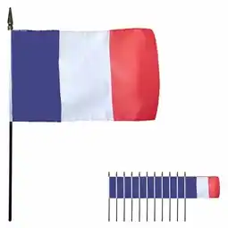 Tesco France Hand-held Cloth Flag - 6 x 4 Inches / 15 x 10cm - Pack of 12 offer