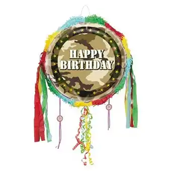 Tesco Camouflage Happy Birthday Pull String Pinata offer