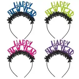 Tesco Assorted Neon New Year Fancy Dress Headbands - Pack of 4 offer