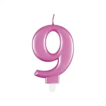 Tesco Metallic Pink Number 9 Birthday Candle 9cm offer