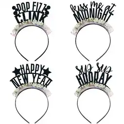 Tesco Assorted Iridescent Fringe New Year Fancy Dress Headbands - Pack of 4 offer