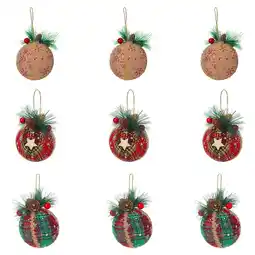 Tesco Living and Home 9 Pcs Christmas Ball Ornaments Hanging Decorations - 8cm offer