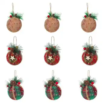 Tesco Living and Home 9 Pcs Christmas Ball Ornaments Hanging Decorations - 8cm offer