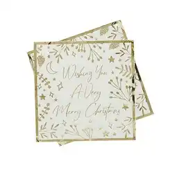 Tesco Gold Foil 'Wishing You A Very Merry Christmas' Luncheon Napkins 3 Ply 33cm - Pack of 16 offer