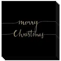 Tesco Merry Christmas Black & Gold Script Premium Decoupage Luncheon Napkins 3 Ply 33cm - Pack of 20 offer