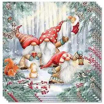 Tesco Christmas Gonks Woodland Forest Premium Decoupage Luncheon Napkins 3 Ply 33cm - Pack of 20 offer