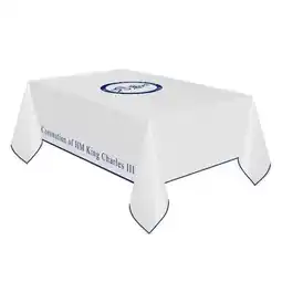 Tesco King Charles' Coronation Plastic Tablecover 180cm x 137cm offer