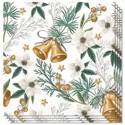 Tesco Helleborus and Bells Neutral Christmas Premium Decoupage Luncheon Napkins 3 Ply 33cm - Pack of 20 offer