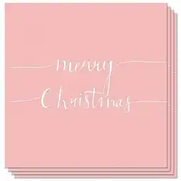 Tesco Merry Christmas Rose Pink Script Premium Decoupage Luncheon Napkins 3 Ply 33cm - Pack of 20 offer