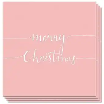 Tesco Merry Christmas Rose Pink Script Premium Decoupage Luncheon Napkins 3 Ply 33cm - Pack of 20 offer