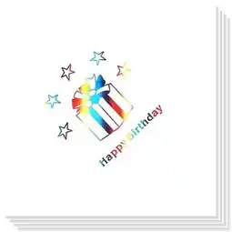 Tesco Birthday Present multi Coloured Foil Print 3 Ply Napkins - 13 Inches / 33cm - Pack of 15 offer